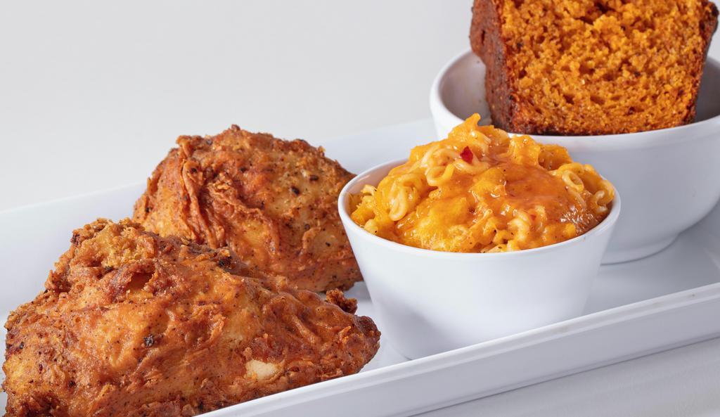 2-Piece Combo · Two pieces of our delicious Riverboat Fried Chicken with your choice of two sides.