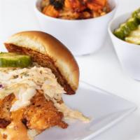 Riverboat Fried Chicken Slider Combo · Fried-chicken slider with your choice of two sides.