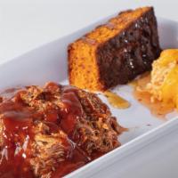 Pulled Pork Platter · Three-quarters of a pound of tender, savory pork shoulder that has been pulled and tossed in...
