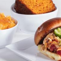 Bbq Jackfruit Slider Combo · BBQ Jackfruit slider with your choice of two sides.