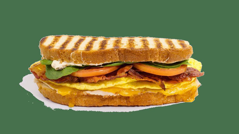 Cali Style Signature Recipes - Egg Omelet - Cali Style Cheesy Turkey And Bacon · Contains: Cheddar, Panini Bread, Veggie Cream Cheese, Meat, Tomato, Spinach, Applewood Smoked Bacon, Egg Omelet