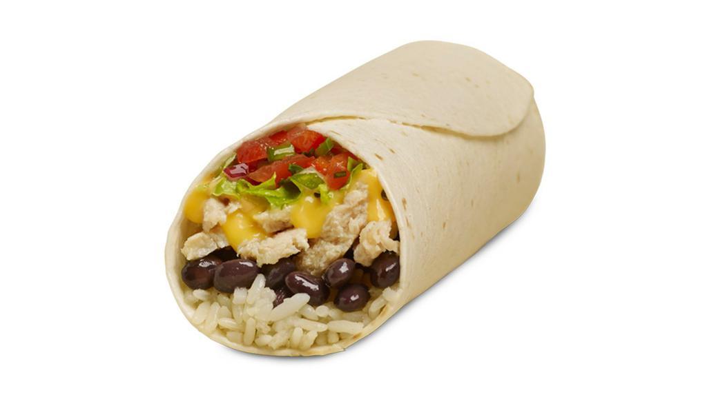 Burritos - Chicken · Contains: Cheddar Cheese Sauce, Chicken Steak, Creamy Chipotle, Lettuce, Tortilla Burrito