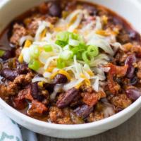 Bowl Of Chili · Served With Onions, Cheddar Cheese & Sour Cream.