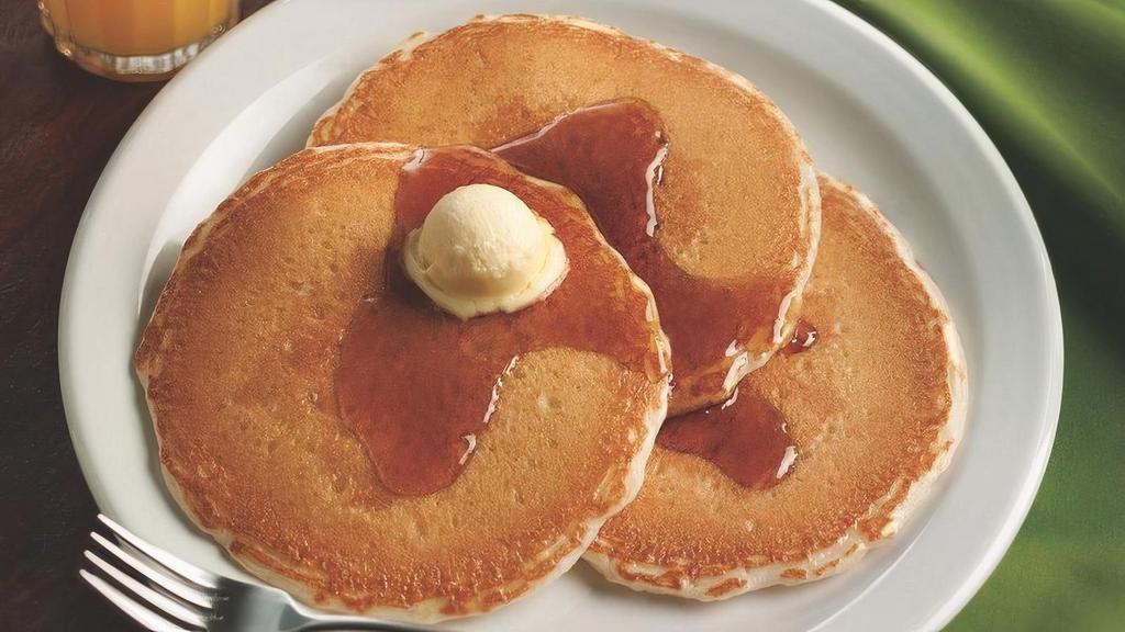 Buttermilk Pancake Short Stack · Three of our famous made-from-scratch buttermilk pancakes, served with maple syrup. No sides.
