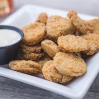 Fried Pickles  · Breaded and Southern-fried pickle chips served with Ranch dressing..