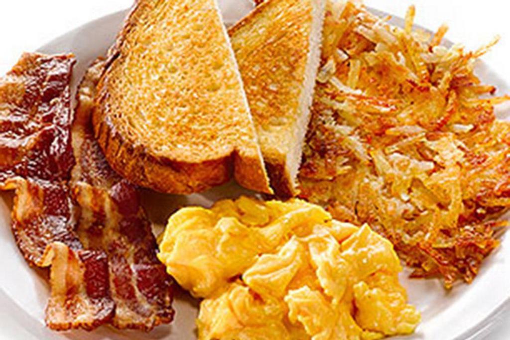 Scrambled Egg, Hash Browns & Toast · One scrambled egg, with hash browns and one slice of white toast. Served with choice of one side..