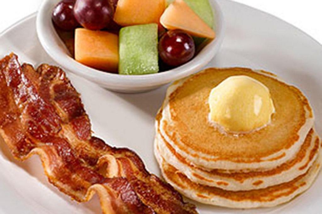 Silver Dollar Short Stack · Three silver dollar pancakes served with syrup and choice of one side..