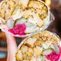 Cauliflower Shawarma Wrap (V) · House-pickled turnips, greens, mint + tahini