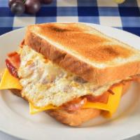 The Bacon Egg, And Cheese Sandwich · Fresh eggs, bacon, and creamy cheese stuffed in between sandwich bread of your choice. Choic...