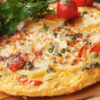 Greek Omelette · Fresh eggs, tomatoes, onions, and feta cheese. Served with a side of home fries and hot toas...