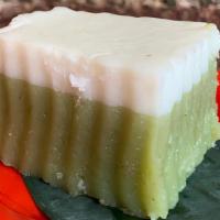 Kuih Talam · sea-salted coconut milk layered on top of a pandan cake base

VEGAN & GLUTEN-FREE