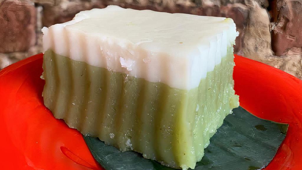 Kuih Talam · sea-salted coconut milk layered on top of a pandan cake base

VEGAN & GLUTEN-FREE