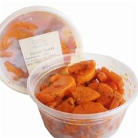 Spiced Carrots Salad · Ingredients: carrot, coriander, cumin, lemon pel cilantro, harissa
