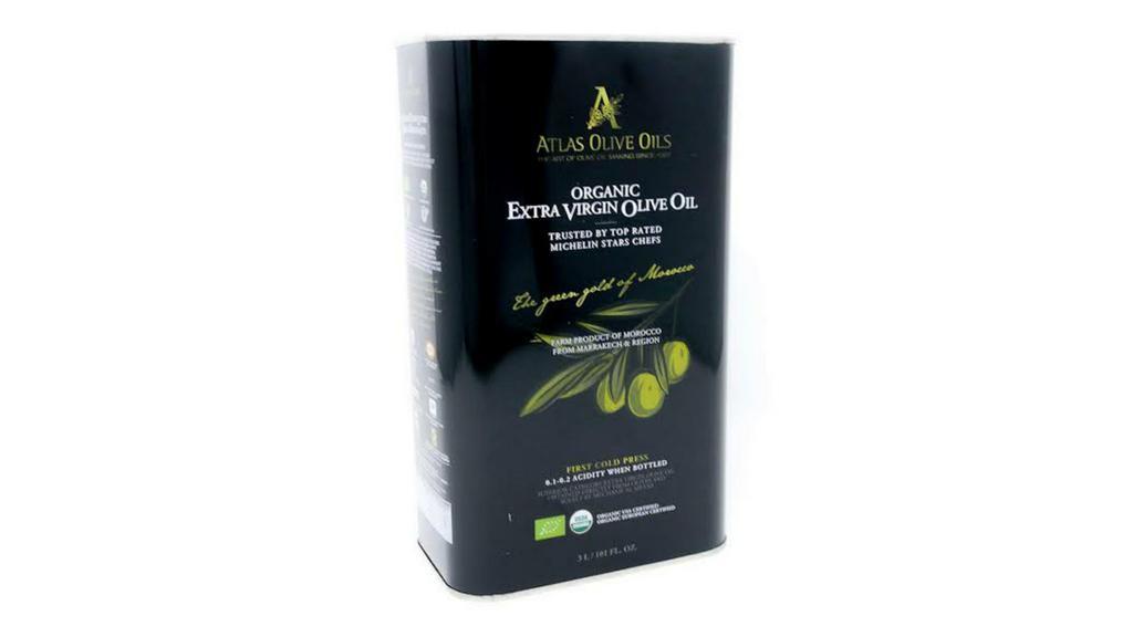 Atlas  Extra Virgin Olive Oil · * 3 L tin *

Sustainable Bio Moroccan extra virgin olive oil with a 0.2 acidity.