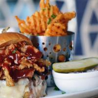 Wyoming Burger · Most popular. Bacon, fried onions, provolone, and BBQ sauce.