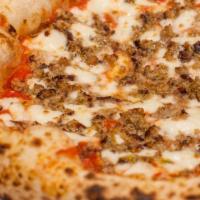 Sausage Pizza · San Marzano tomatoes, Italian fennel sausage, and fresh mozzarella.