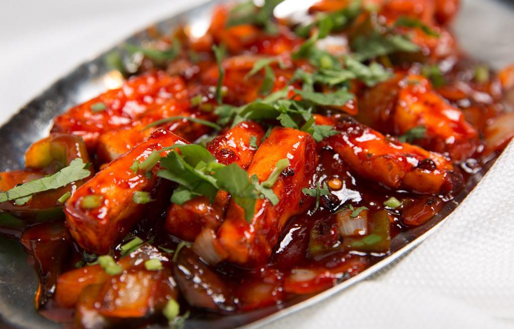 Chilli Paneer · Spicy. Wok tossed cheese and bell peppers.