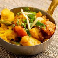 Aloo Gobi Ghar Ki · Home style potatoes and cauliflower.