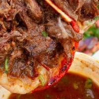 Tacos    · Crunchy tortilla with onions,celary, cheese and juicy beef. 
Cost is for 3 tacos birria