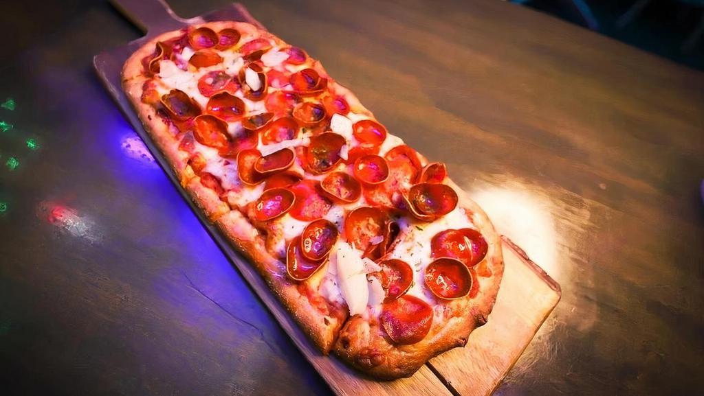 Pepperoni Pizza · Pepperoni and mozzarella cheese