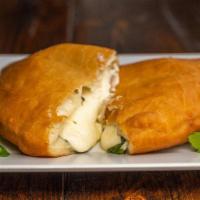 Fried Cheese Calzone · Our Homemade Fresh Mozz / Ricotta Impastata / Pecorino Romano / Fresh Basil