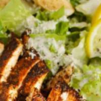 Chicken Caesar Salad · romaine lettuce with grilled chicken, Parmesan cheese, croutons and caesar dressing.