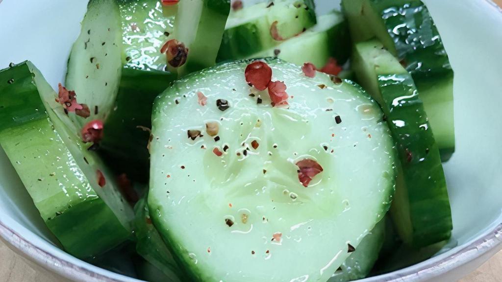 Cucumber Salad · quick marinaded, sliced Persian cucumbers in our house made vinaigrette