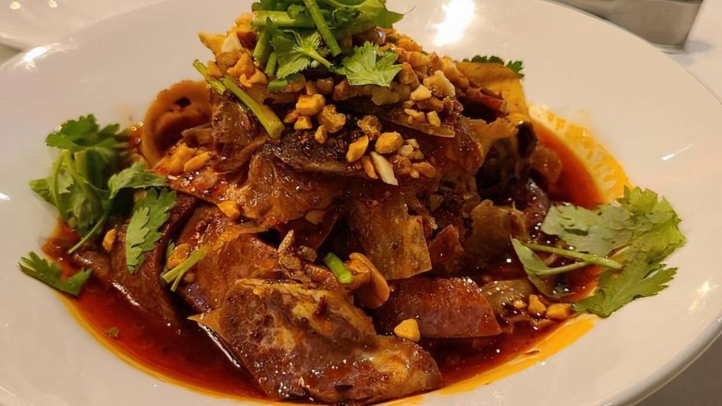 Ox Tongue & Tripe夫妻肺片 · Medium spicy. Served with roasted chili peanut vinaigrette.