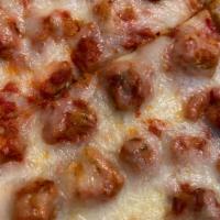 Chicken Parmigiana Pizza (Pizzetta) · Shredded parmesan cheese, chicken breast, tomato sauce, and mozzarella cheese.