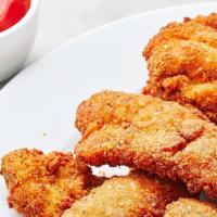 Chicken Fingers · Six pieces. BBQ or buffalo with honey mustard.
