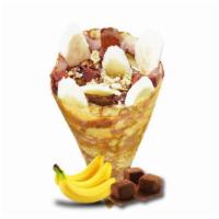 Banana Chocolate Crepe · Sliced bananas, chocolate truffles, chocolate custard cream, whipped yogurt, chocolate sauce...