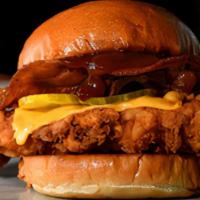 Bbq Chicken Sandwich · Our famous buttermilk fried chicken dressed with BBQ Sauce and ranch, mixed greens and pickl...