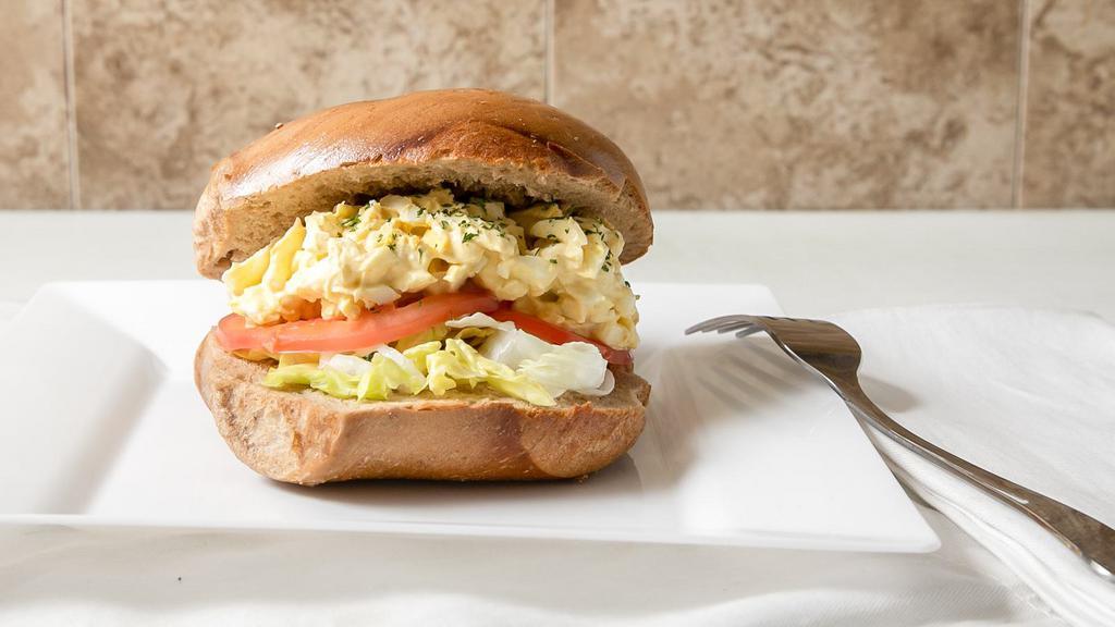 Egg Salad Sandwich · Made with fresh boiled eggs and mayonnaise with lite white pepper.