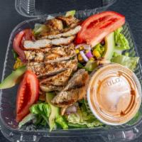 South Western Grilled Chicken Salad · Seasoned Grilled Chicken over Romaine Lettuce, Avocado,Sweet Corn, Black Beans, Tomato & Red...