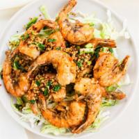 Salted Pepper Shrimp (Shell On). 召盐虾 · Spicy. Shell on.