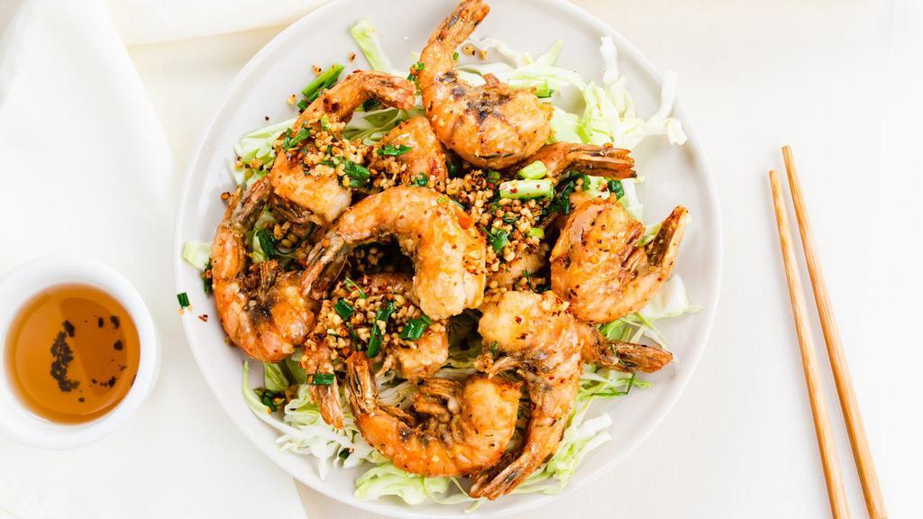 Salted Pepper Shrimp (Shell On). 召盐虾 · Spicy. Shell on.
