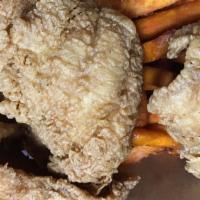 Fried Catfish Basket (4) · 4 pieces. basket comes with side. please be aware of the consuming of raw or undercooked foo...