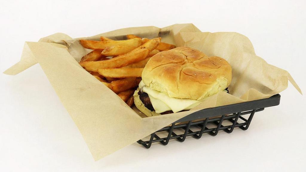 Cheeseburger · Fresh, Certified Angus Beef with melted American cheese on a fresh potato bun.