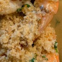 Shrimp Scampi · Shrimp, garlic, parsley, chili, breadcrumbs