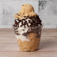 Chocolate Chip Cookie · Includes a Warm Chocolate Chip Cookie  Between Ice Cream, Hot Fudge and Chocolate Chips. Top...