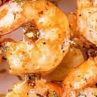 Kache Shrimp · Served with choice of rice or plantain