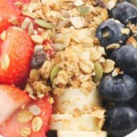 Health Nut · Strawberry, banana, blueberry, house-made granola.