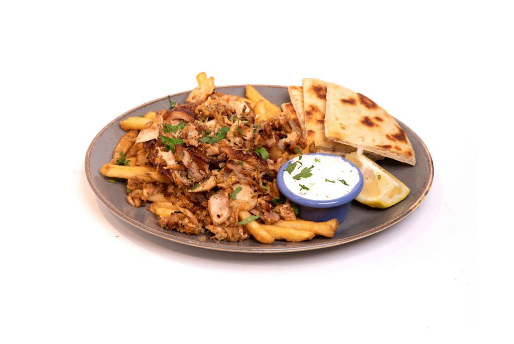 Chicken Gyro Platter · Thinly sliced chicken gyro. Served with pita bread, homemade tzatziki sauce, and a single choice of french fries, lemon potatoes, rice, along with a side of salad, or a cup of soup.