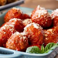 (20) Meatballs · Large beef meatballs slowly cooked in our Italian plum tomato sauce