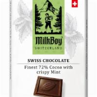 72% Cacao W/ Crispy Mint - Milk Boy · Finest Swiss Chocolates 72% Cocoa with crispy Mint