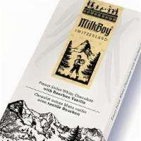 White Chocolate W/ Bourbon Vanilla - Milk Boy · The Swiss alpine meadows produces some of the best-quality milk available, milk for which Sw...