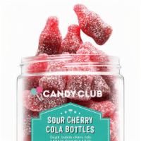 Candy Club: Sour Cherry Cola · Soda pop shaped gummy bottles that are covered in 