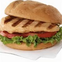 Grilled Chicken (Sandwich) · Fresh grilled chicken, iceberg lettuce, tomatoes on roll.