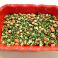 Quinoa Tabbouleh · Vegan, gluten free. Parsley, cucumber, tomato, onion, quinoa, chickpeas, dry mint, garlic sa...