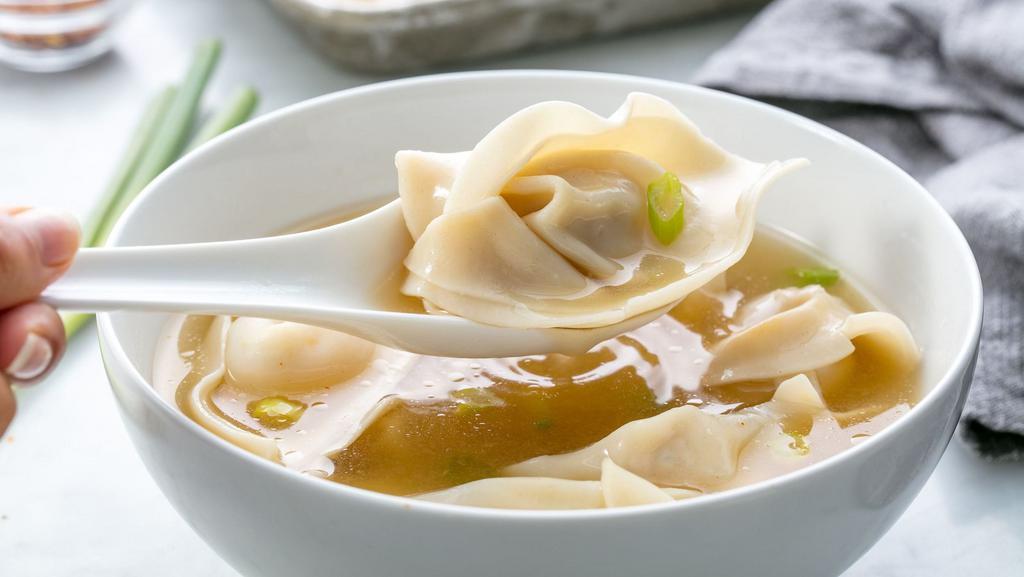  Wonton Soup · Seasoned broth with filled wonton dumplings.